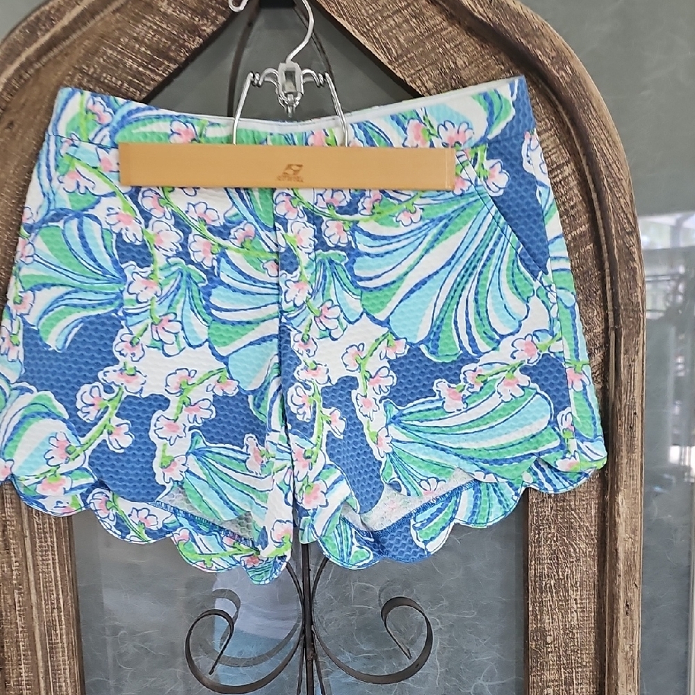 Lilly Pulitzer High Waist Tropical Blue and Green Shorts